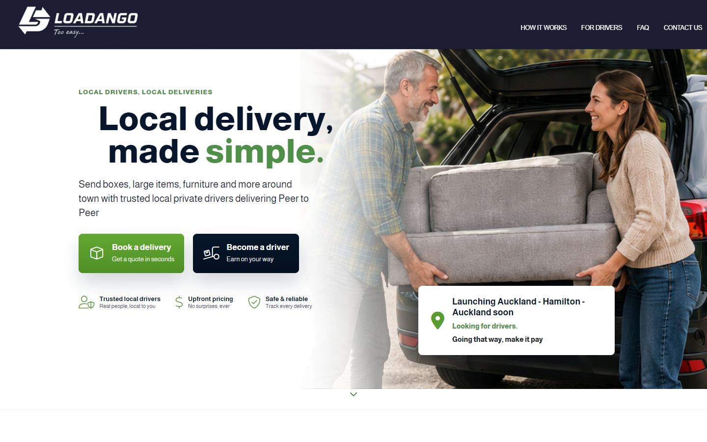 Loadango homepage screenshot