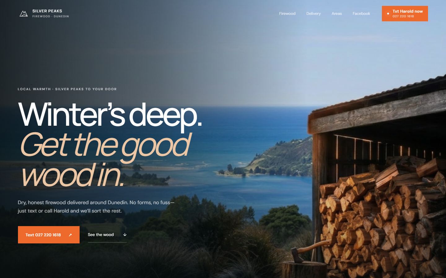 Silver Peaks Firewood homepage screenshot