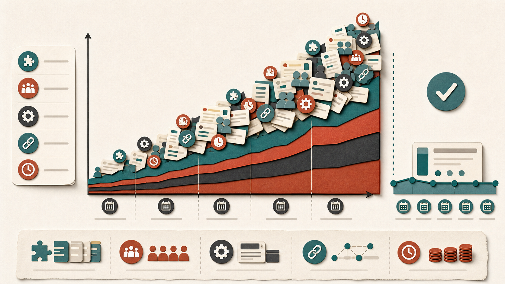 Subscription cards and operating costs accumulating across a five-year cost graph